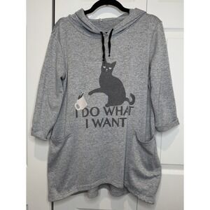 Unbranded Womens Casual Black Cat Sweatshirt Size M Hoodie Ears‎ Stretch Unique